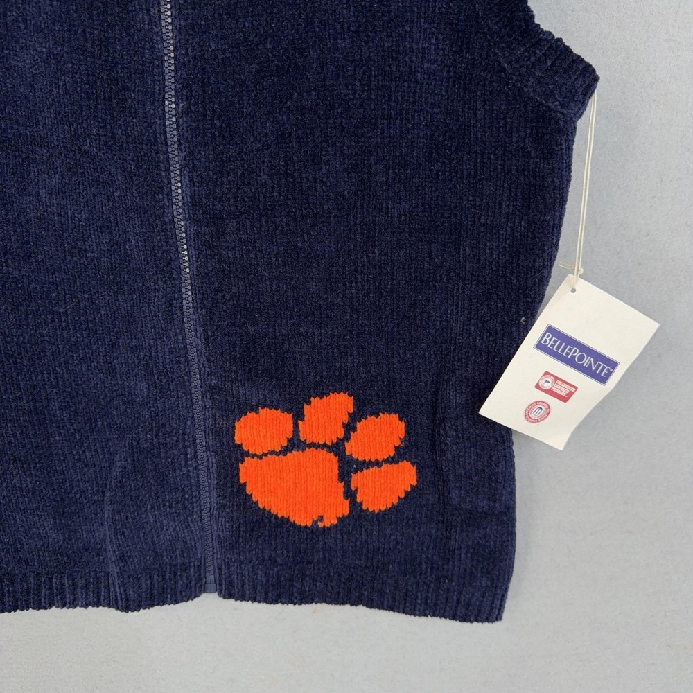 Vintage Clemson Tigers Vest Womens Medium Blue Orange NCAA Football Bellepointe - Picture 3 of 14